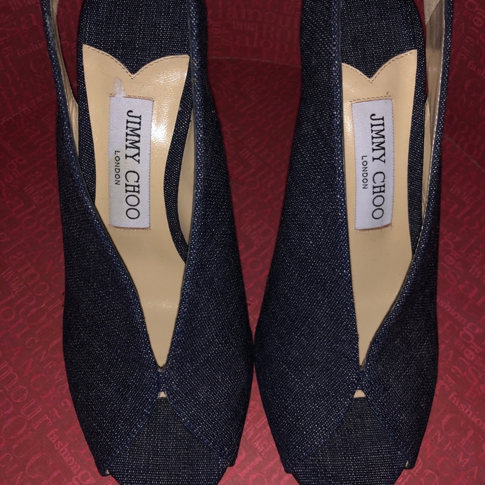 Jimmy Choo Black Peep Toe Slingback Heels